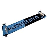Manchester City Football Club Scarf Blue Navy Vertigo Fringe Badge Crest Official