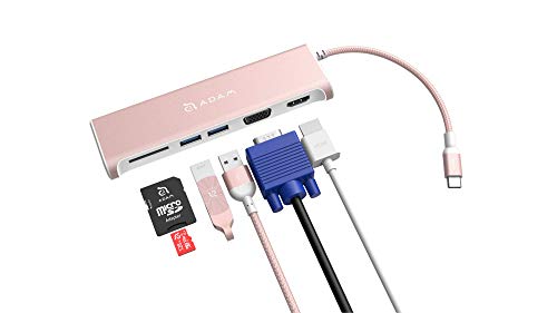 USB Typ C Hub Adapter kompatibel für Mac, Windows, Chromebook mit HDMI, Power Charging, SD-Kartenleser, 2 x USB 3.1 Typ A Ports (Rose Gold)