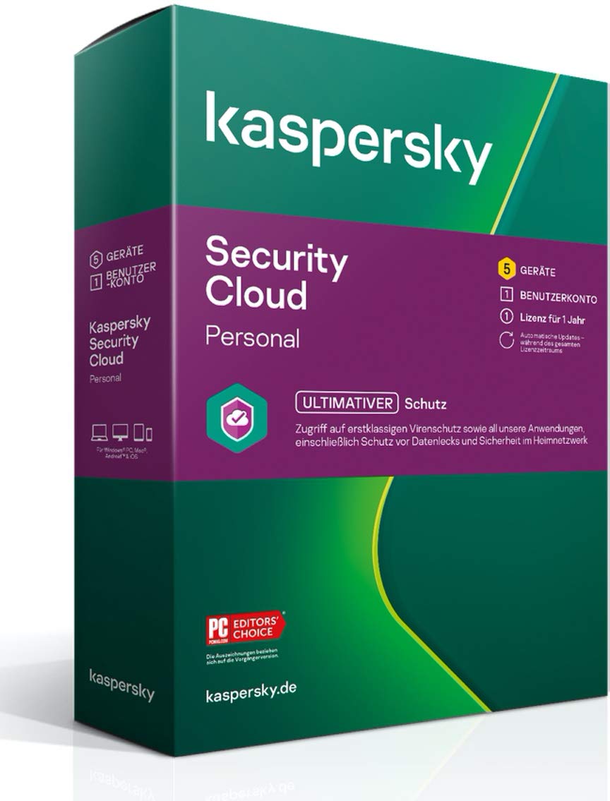 Kaspersky Security Cloud – Personal Edition | 5 Geräte | 1 Jahr | Windows/Mac/Android/iOS | Aktivierungscode in Standardverpackung
