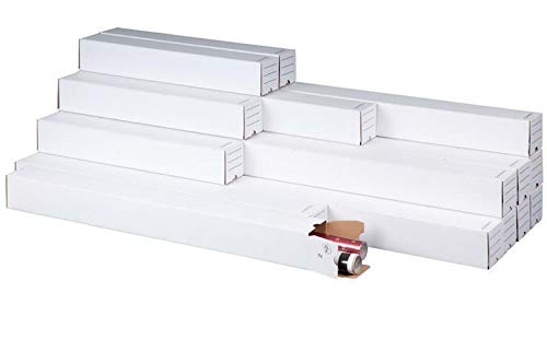 Plan Box quadratisch, weiß, 1100x75x75 mm quadratische Versandhülse Archivierung von Plänen 20 Stück