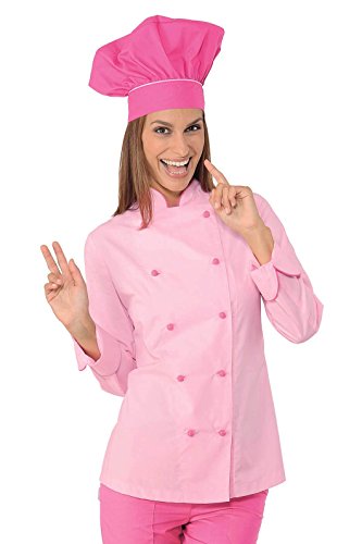 Isacco Lady Chef Jacke, Rosa, S, 65% Polyester, 35% Baumwolle, langärmelig, 125 g/m².