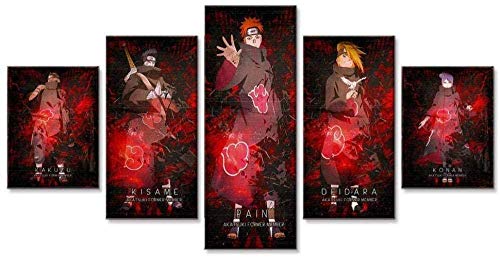 Art Akatsuki Naruto Leinwand Poster - 5 Stück Poster - Wandbild Druck - Bild gedruckt - Kunst auf Leinwand - Kunstdrucke Bilder