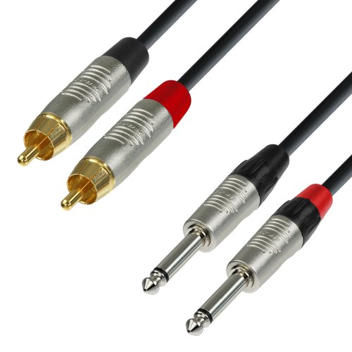 Adam Hall Cables 4 STAR TPC 0150 Twin-Kabel REAN 2 x Klinke TS auf 2 x Cinch | 1.5 m