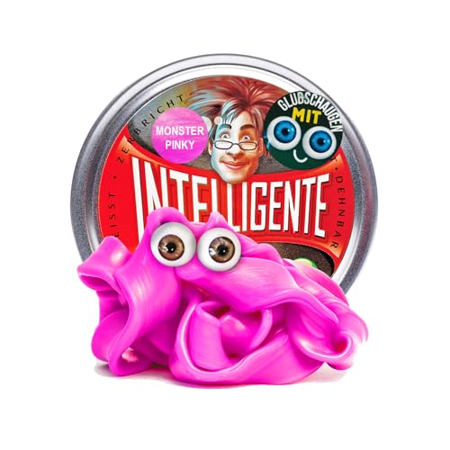 Intelligente Knete - Das Original! Monster Pinky mit Glubschaugen - Leuchtet im Dunkeln - Kinderknete und Therapieknete in einem - Besser als jeder Stressball! (Standard-Dose, 80g)