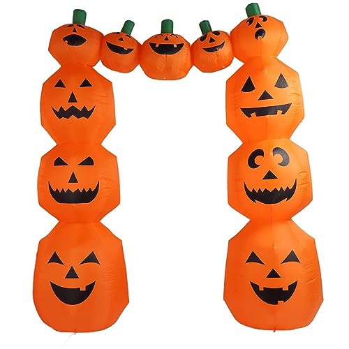 8 FT Halloween Aufblasbarer Kürbisbogen-Dekor, Aufblasbarer Kürbis-Torbogen mit LED-Lichtern, Wasserdichter Aufblasbarer Torbogen für Halloween-Party, Innen- und Außenbereich