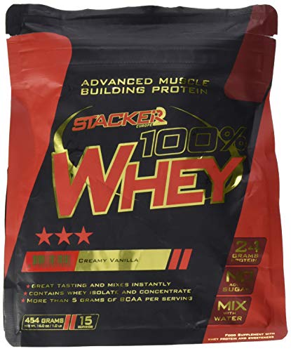 Stacker2 100% Whey Protein Proteinshake Eiweißshake Eiweiß Bodybuilding (Creamy Vanilla 454g)