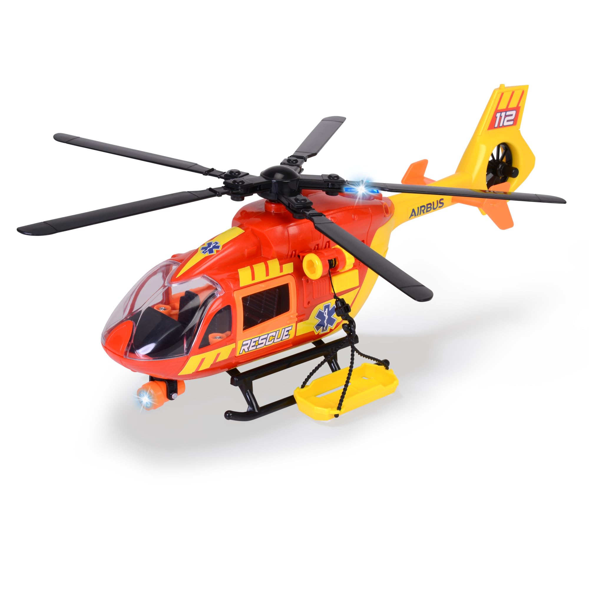 Dickie Toys - Rettungs-Hubschrauber Airbus H145 (36 cm) - Spielzeug-Helikopter mit Aufzieh-Propeller, Licht, Sound & Zubehör - Kinderspielzeug ab 3 Jahre