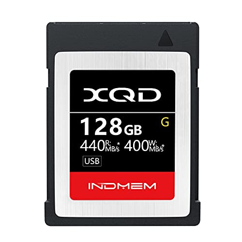 INDMEM 128GB XQD Card 5X Tough MLC XQD Flash Memory Card High Speed G Series (Read 440MB/s and Write 400MB/s)