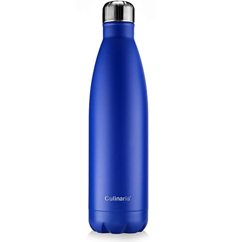 Culinaris - Edelstahl Isolierflasche, Trinkflasche, Thermoflasche, Auslaufsichere Wasserflasche - BPA Frei - Hält 24 Std. kalt & 12 Std. heiß (750 ml, Blau)