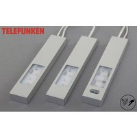 Telefunken LED Unterbauleuchten Thot 16 cm 3er Set, Infrarot-Sensor, aluminiumfarben