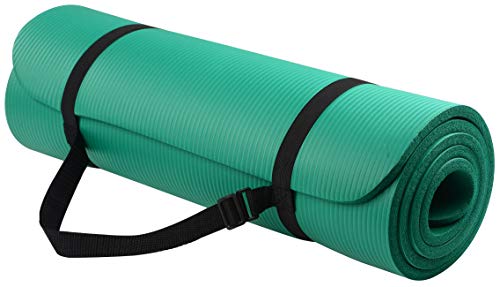 Everyday Essentials Yogamatte, 1,27 cm, extra dick, hohe Dichte, reißfest, mit Tragegurt, Unisex, AP6, grün