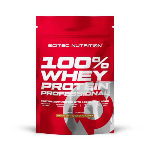 Scitec Nutrition 100% Whey Protein Professional mit extra zusätzlichen Aminosäuren und Verdauungsenzymen, glutenfrei, 1 kg, Schokolade-Haselnuss