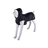 BOXEUR DES RUES Dog Collection Regenmantel für Hunde mit Abnehmbarer Kapuze Unisex - Erwachsene, Schwarz, 43 cm