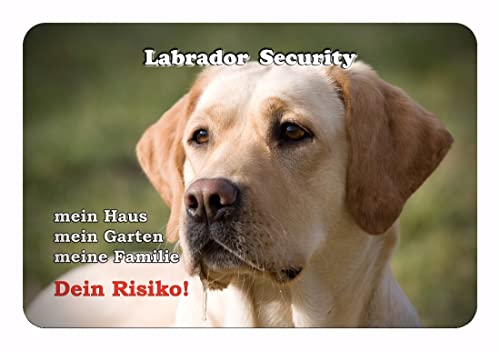 Merchandise for Fans Warnschild - Schild 30x40cm Motiv: Labrador Retriever Security (04)