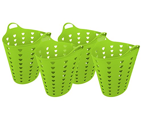 Ondis24 großer belüfteter Wäschesammler Universalkorb Flexi Tub ca. 60 Liter 4er Set (Limette)