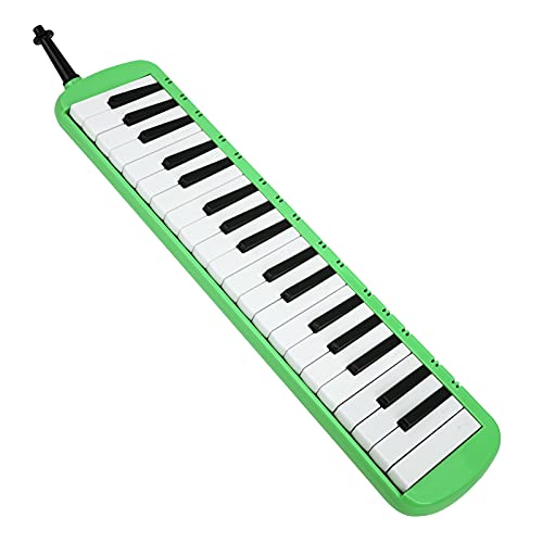 Eujgoov Melodica Piano, 37 Tasten Tragbares Melodica Musikinstrument mit Mundstück, Blasrohr und Tragetasche(Grün)