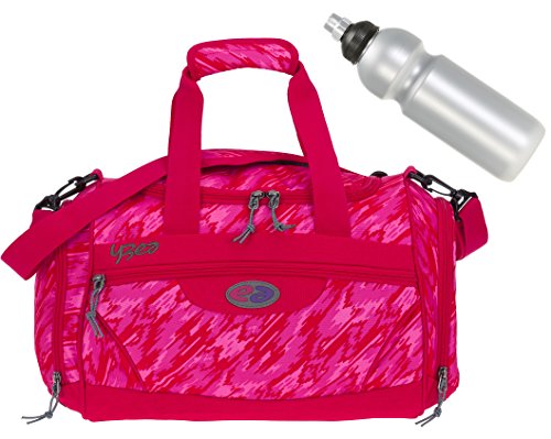 2 Teile Set: YZEA Sporttasche Sports Large by Take it Easy 29016 + Trinkflasche CO2 (Spicy 246 (pink rot))