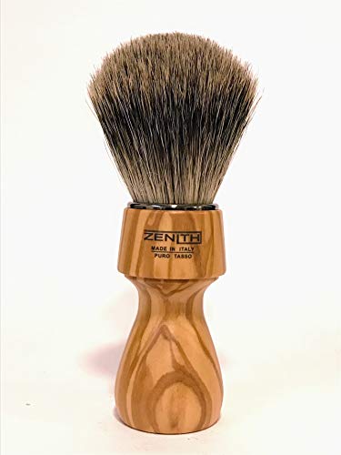 Zenith Barber Rasierpinsel mit 100% echtem Dachshaar - Best Badger - Olivenholz Griff - Made in Italien