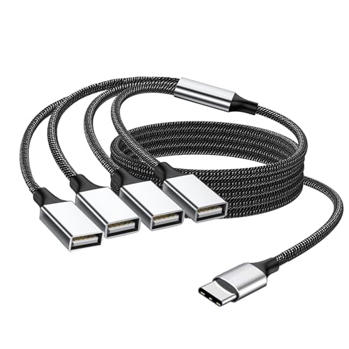 Fidioto USB C auf Dreifach-USB-Kabel-Splitter, 90 cm, USB-C-Stecker auf 4 USB-Buchsen, Kabeladapter, Typ-C, Y-Ladekabel, mehrere Hub für Laptop, Tablet, Telefon, Flash-Disk-Laufwerk, Spielekonsolen