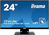 iiyama Prolite T2454MSC-B1AG 60,5cm 23,8" IPS LED-Monitor Full-HD 10 Punkt Multitouch kapazitiv VGA HDMI USB 3.0 IPX1 AntiGlare-Beschichtung Höhenverstellung schwarz