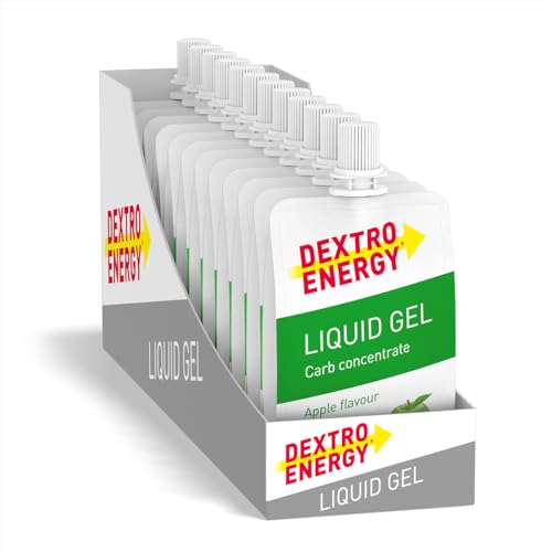 Dextro Energy Liquid Gel - Kohlenhyratreiche Energieriegel Alternative für dein Indoor oder Outdoor Ausdauer Workout - geeignet für Marathon, Radsport, Triathlon - Apfel - 12 x 60 ml (12er Pack)