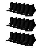 PUMA unisex Quarter Sportsocken Kurzsocken Socken 271080001 18 Paar, Farbe:Schwarz, Menge:18 Paar (6x 3er Pack), Gr??e:35-38, Artikel:-200 black