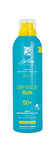 BioNike Defence Sun Transparent Touch Solarspray Körper SPF 50 für empfindliche und hautfreundliche Haut, schützende und antioxidative Wirkung, wasserdicht und unsichtbar, 200 ml