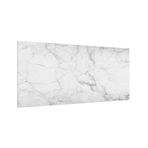 Bilderwelten Spritzschutz Glas - Küchenrückwand Marmoroptik Weiß - Quer 1:2, 59cm x 120cm