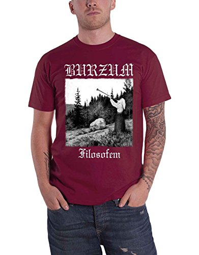 Burzum T Shirt Filosofem 2018 Album Lyrics Band Logo Nue offiziell Herren Maroon