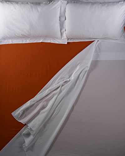 LENZUOLISSIMI - Bettwäsche aus Satin-Baumwolle, Fadenzahl 300, für Doppelbett, 180 x 200 cm,, dunkelorange