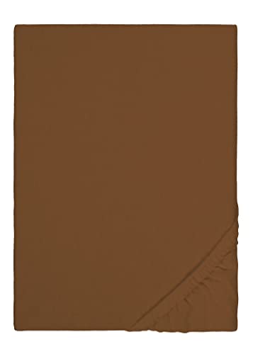 biberna 2744 Biber Spannbetttuch, Reaktiv gefärbt, nach Öko-Tex Standard 100, ca. 180 x 200 cm bis 200 x 200 cm, chocolate