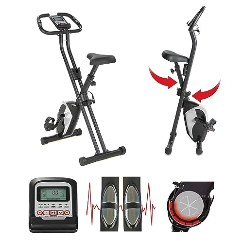maxVitalis Fitnessbike für gelenkschonendes Cardiotraining X-Bike Ergometer | Platzsparend klappbar, Transportrollen, 5 kg Schwungmasse, mit 21 Trainingprogrammen, Belastbar bis 100 kg