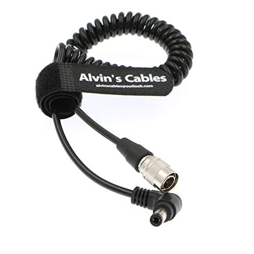 Alvin's Cables Hirose 4 Pin Stecker auf DC Rechtwinkliges Spiral Kabel für Blackmagic Sound Devices Zoom F8