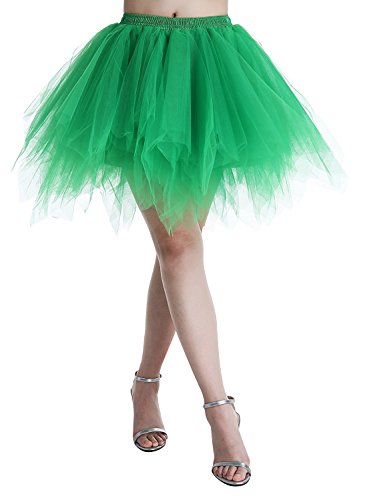 Karneval Erwachsene Damen 80's Tüllrock Tütü Röcke Tüll Petticoat Tutu Dunkelgrün