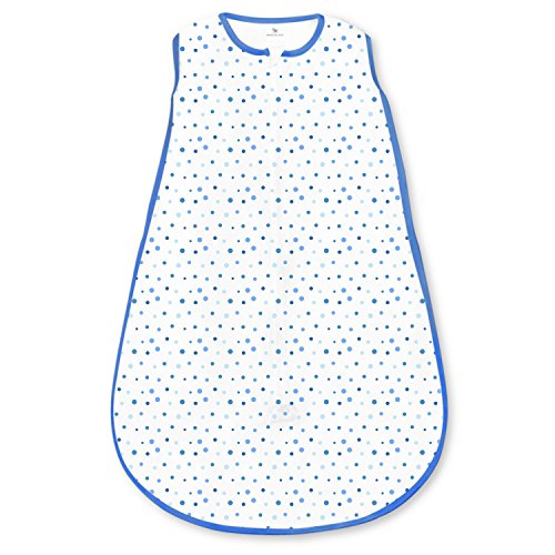 Amazing Baby von SwaddleDesigns, toller Babyschlafsack aus Microfleece mit 2-Weg-Reißverschluss, verspielte Punkte, Blau, Mittel, 6-12 Monate