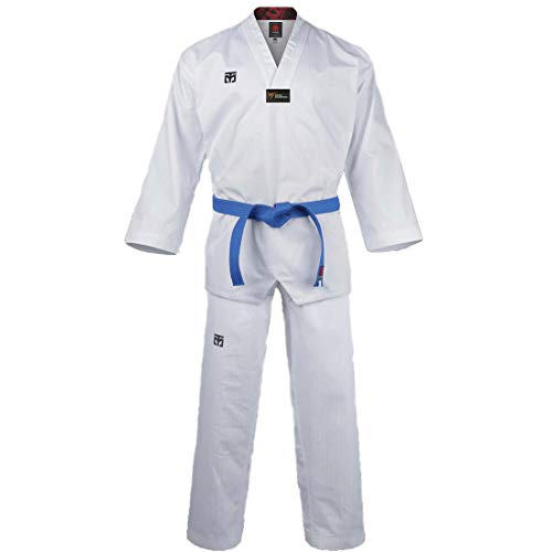 Mooto Korea Taekwondo Basic 4.5 Uniform Weißer Hals WT Logo TKD Kampfsport MMA Karate, Jiu-Jitsu, Kickboxen (180(Height:180~189cm)(5.90~6.20ft))