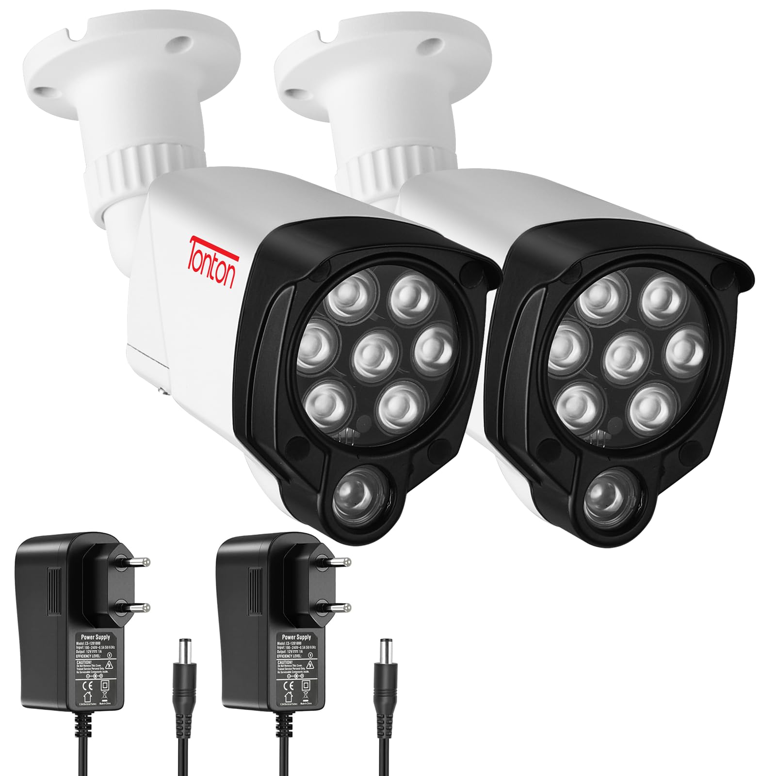 TONTON IR Infrarot-Nachtsicht Kamera 30M (100ft) für CCTV Überwachungskamera/Quest3/Quest2/Quest/VR2 Playstation(PSVR2)/ PS5 VR2. 3M DC Netzteil für Innen-und Außenbereich, Auto Ein/Aus, 2Pack, Weiß