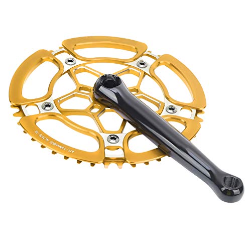 Oreilet Mountainbike Kurbelgarnitur, Single Speed ​​Kurbelgarnitur Kurbelarm Kurbelgarnitur mit wunderschöner Form zum Radfahren(Gold)