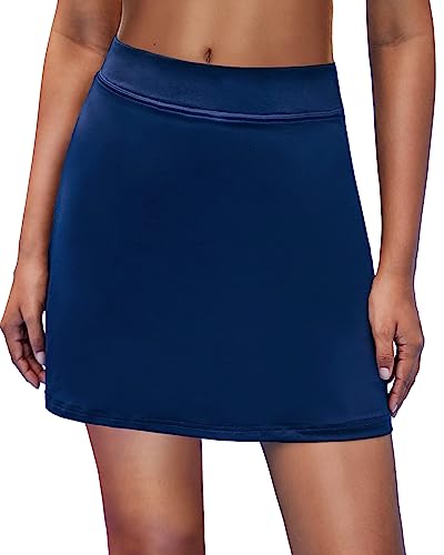 MAXMODA Active Performance Skort for Women Lightweight Skirt Golf Workout Sports Outdoors (Navy Blue/L)