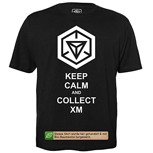 Ingress Keep Calm - Herren T-Shirt für Geeks mit Spruch Motiv aus Bio-Baumwolle Kurzarm Rundhals Ausschnitt, Größe XL