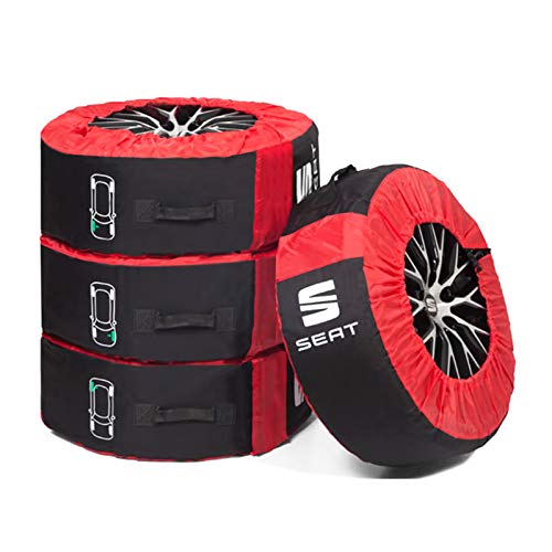 Seat 000071770C Reifentasche Kompletträder (bis 18 Zoll) Schutztasche Reifen Räder Lagerung, schwarz/rot
