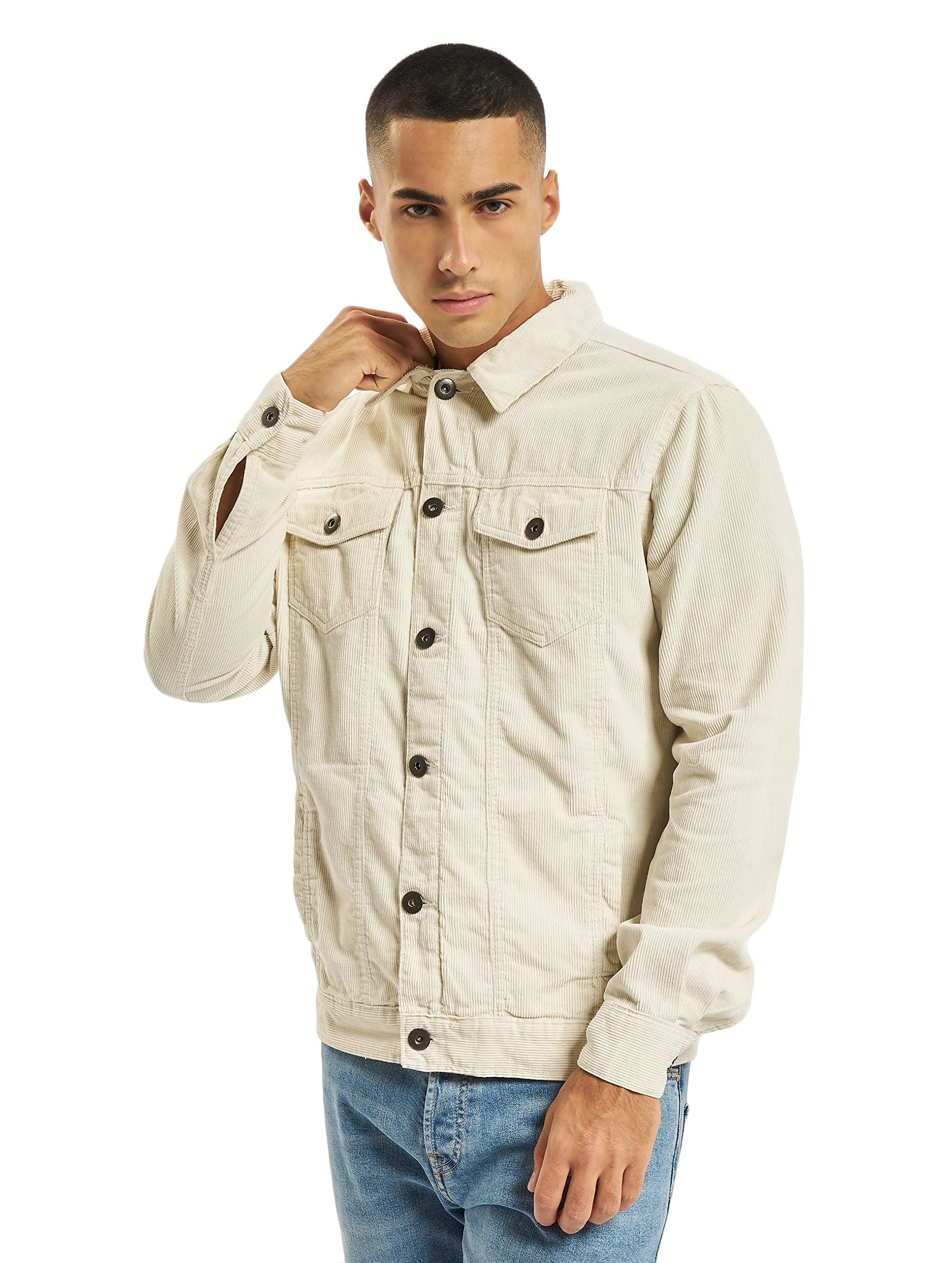 Urban Classics Herren Corduroy Jacket, Weiß (Offwhite 00555), S