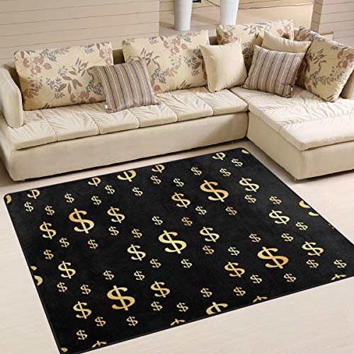 Use7 Golden Dollar Teppich für Wohnzimmer, Schlafzimmer, 160 x 122 cm, Schwarz