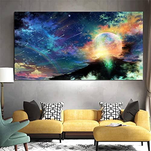 Nebel, Sternenhimmel, Sonnensystem, dekorative Bilder, Weltraum, Leinwand, Gemälde, Erde, Planet, Wandposter und Drucke, Dekoration, 60 x 120 cm, ohne Rahmen