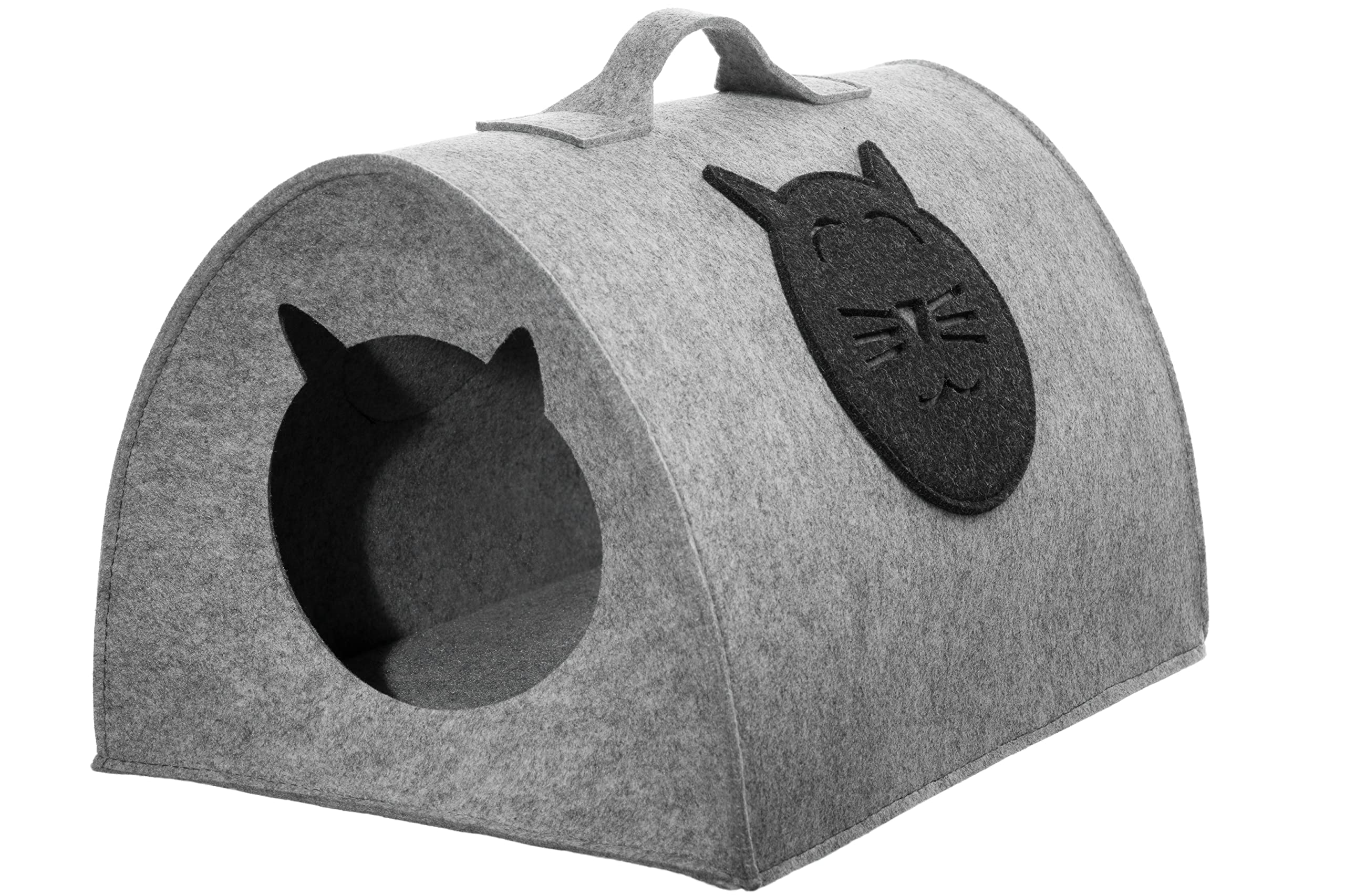 Filz Katzenhöhle Spielzeug – Faltbare Kuschelhöhle Schlafplatz für Katzen zum Schlafen, Verstecken, Toben und Kratzen (L)