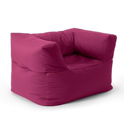 Lumaland Sitzsack-Lounge Modular Sessel | Einfach erweiterbares & leichtes Sofa | Waschbare & Wasserfeste Sitzmöbel für Innenräume & Garten | Indoor & Outdoor Sitz-Garnitur | 96x72x70 cm [Rotwein]
