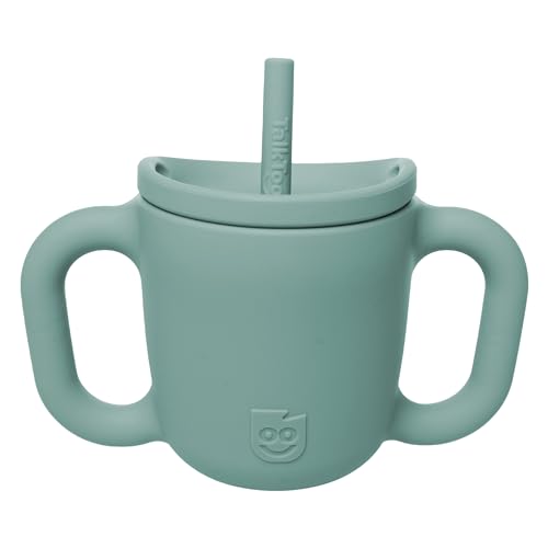 TalkTools ITSY Silikon-Trainingsbecher – Mini-Strohhalmbecher für Babys – auslaufsicher, auslaufsicher und BPA-frei mit Strohhalm-Einsatz für Kinder (Salbei)