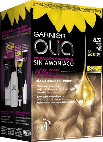 Garnier Olia Coloración Permanente Sin Amoniaco Para Un Olor Agradable Con Aceites Florales De Origen Natural - Rubio Miel 8.31