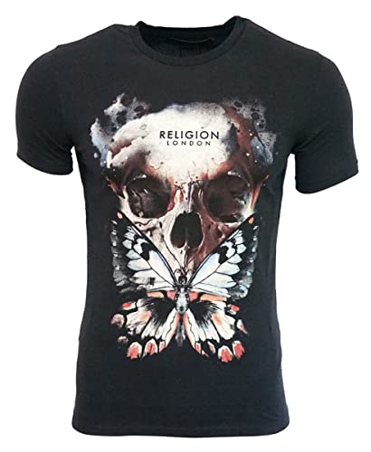 Religion Clothing Herren T-Shirt Butterfly Skull-Schwarz-L