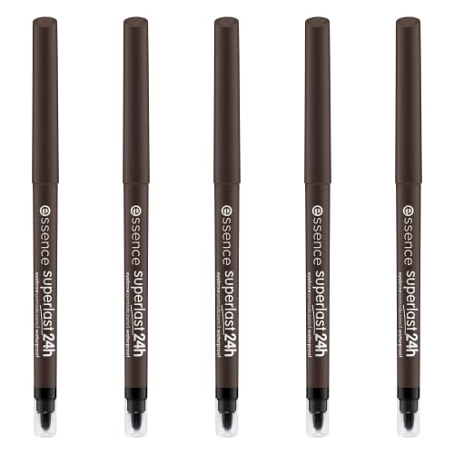 essence SUPERLAST 24h eyebrow pomade pencil waterproof, Eye Pencil, Augenbrauenstift, 24 Stunden Halt, Nr. 40 Cool Brown, braun, vegan, wasserfest, 5er Pack (5 x 0,31g)